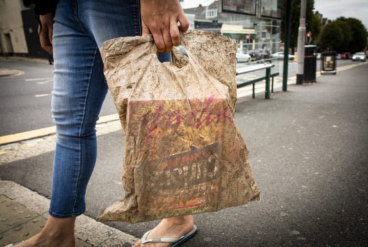 This biodegradable plastic bag had plenty of life left in it, even after three years. Lloyd Russell/University of Plymouth