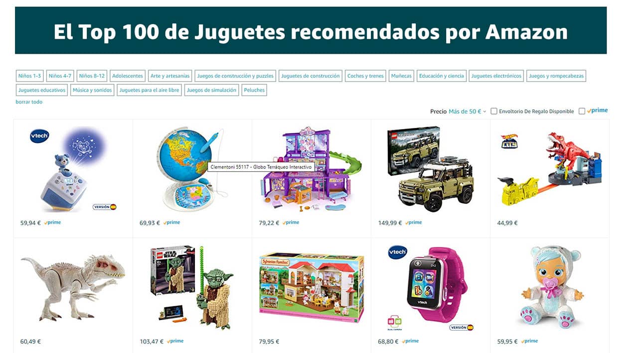 El top 100 de juguetes en Amazon